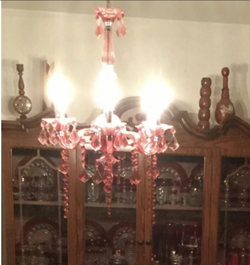 Antique/ Vintage Red Crystal Chandelier image indicator(3)