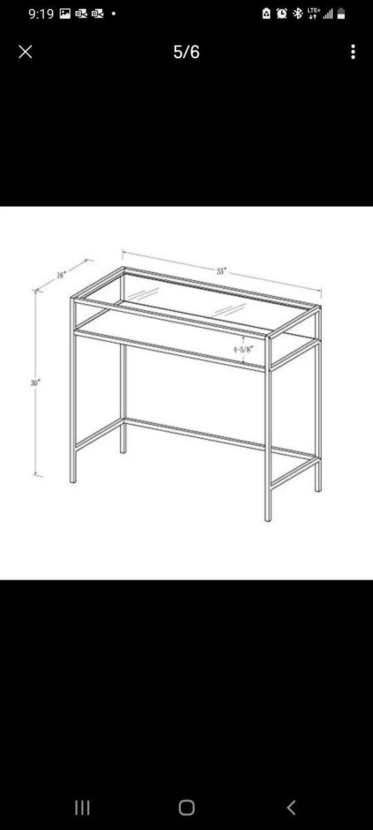 New Walker Edison Trenton Contemporary 2 Tier Glass Desk image indicator(5)