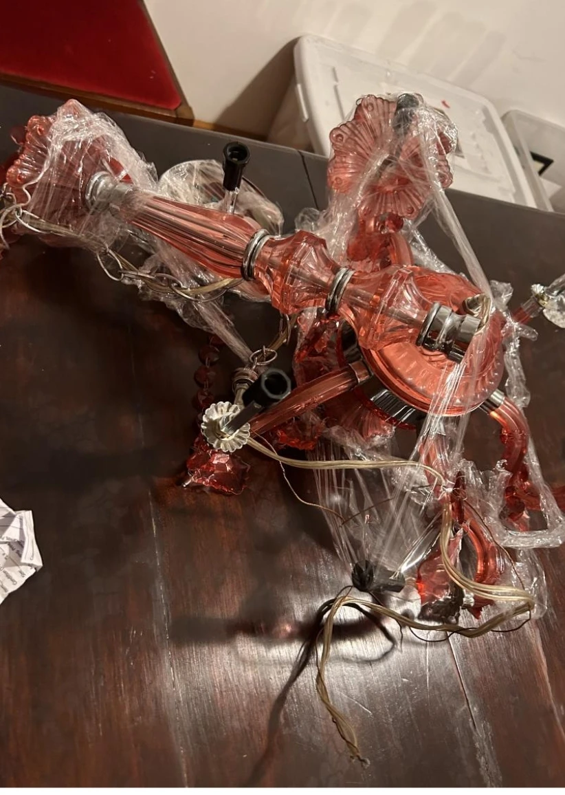 Antique/ Vintage Red Crystal Chandelier image indicator(4)