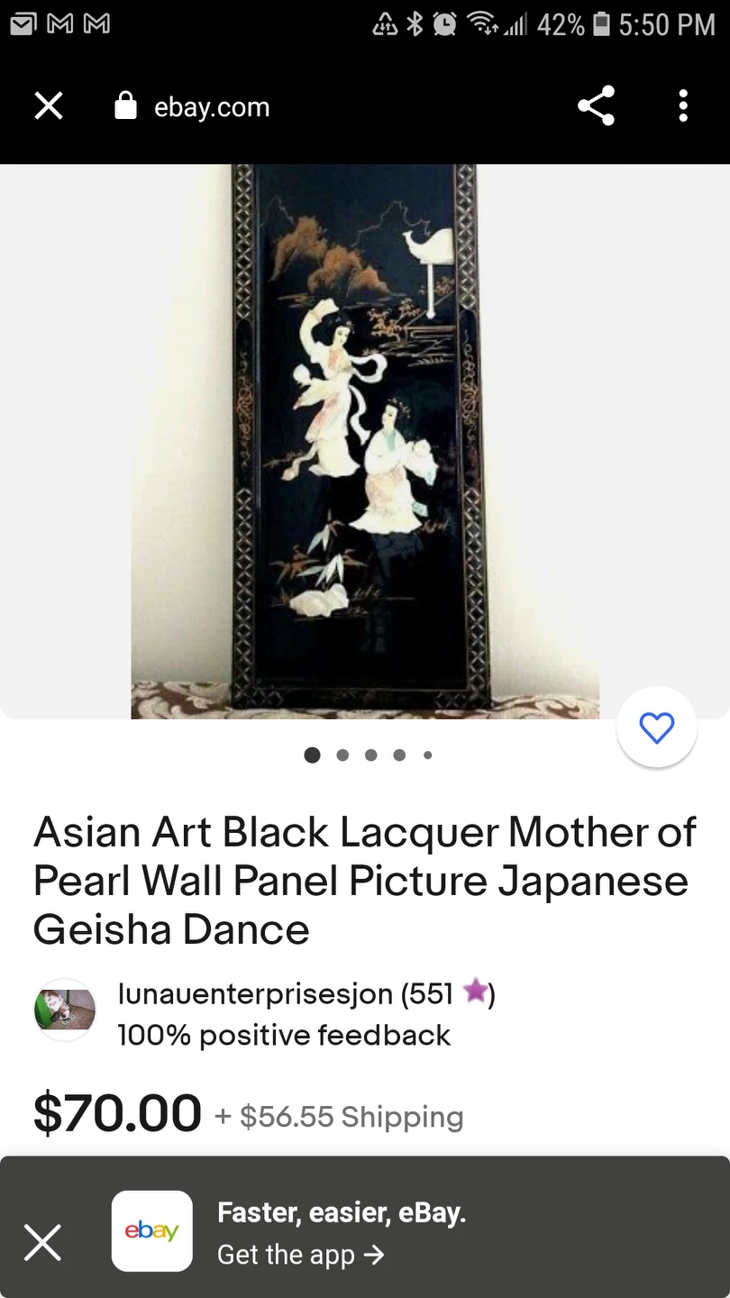 Asian Art Black Lacquer Pearl Wall Panels image indicator(5)