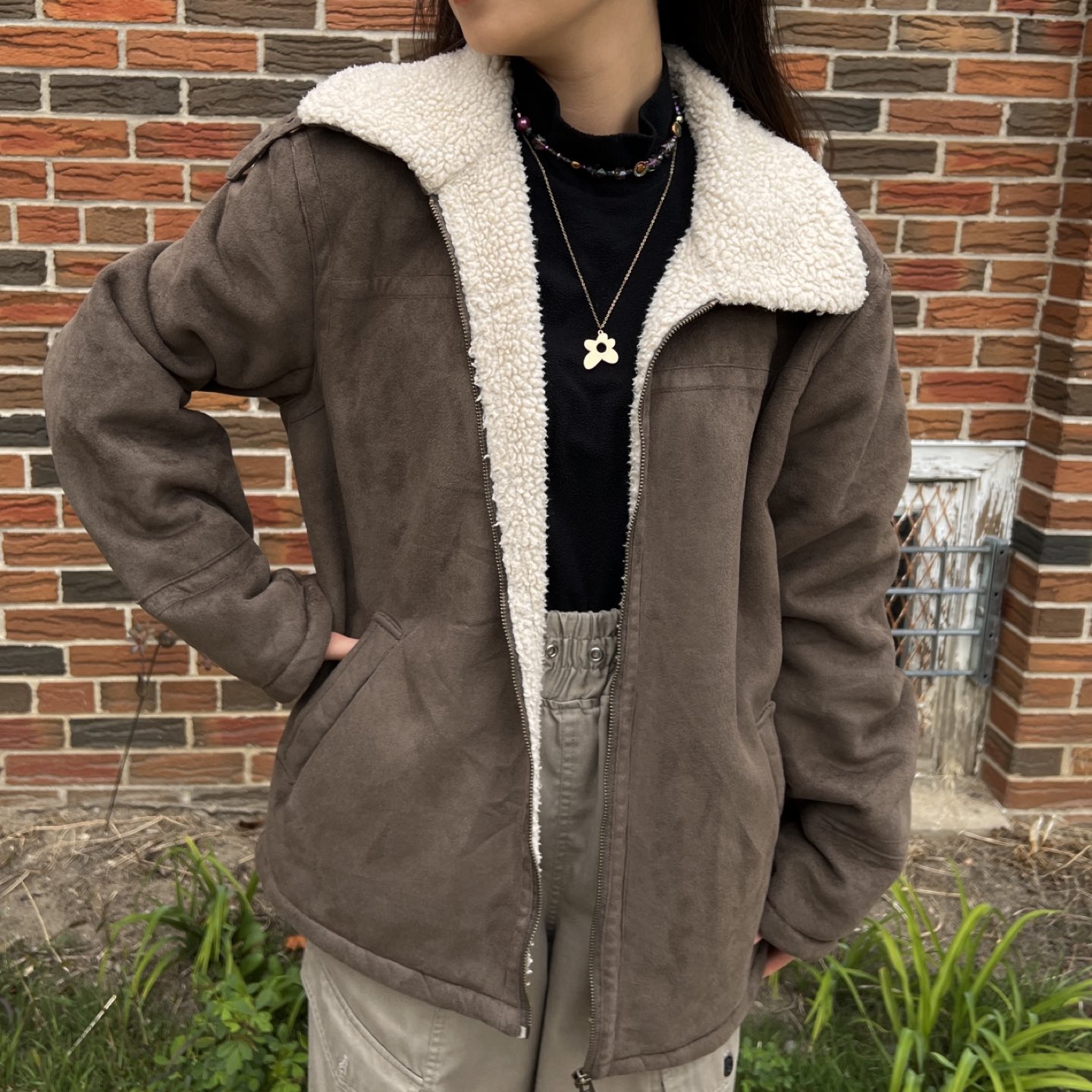 Suede-like Jacket with Fleece Lining image indicator(2)