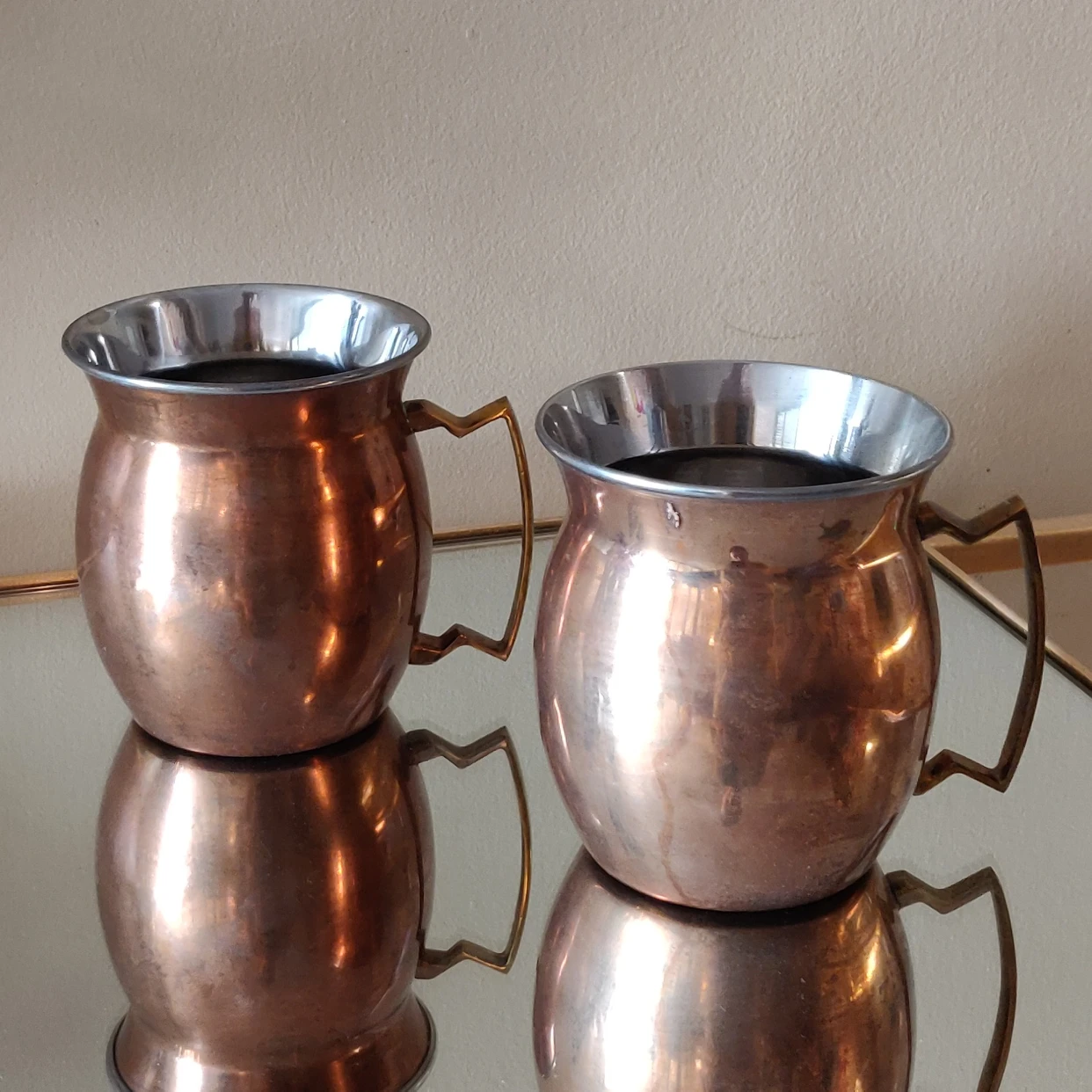 2 Moscow Mule Cups, stainless interior