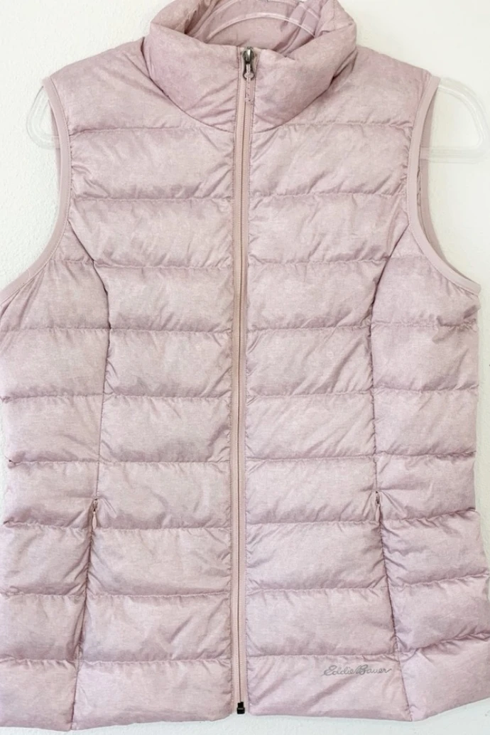 Eddie Bauer Dusty Pink Puffer Down Vest.