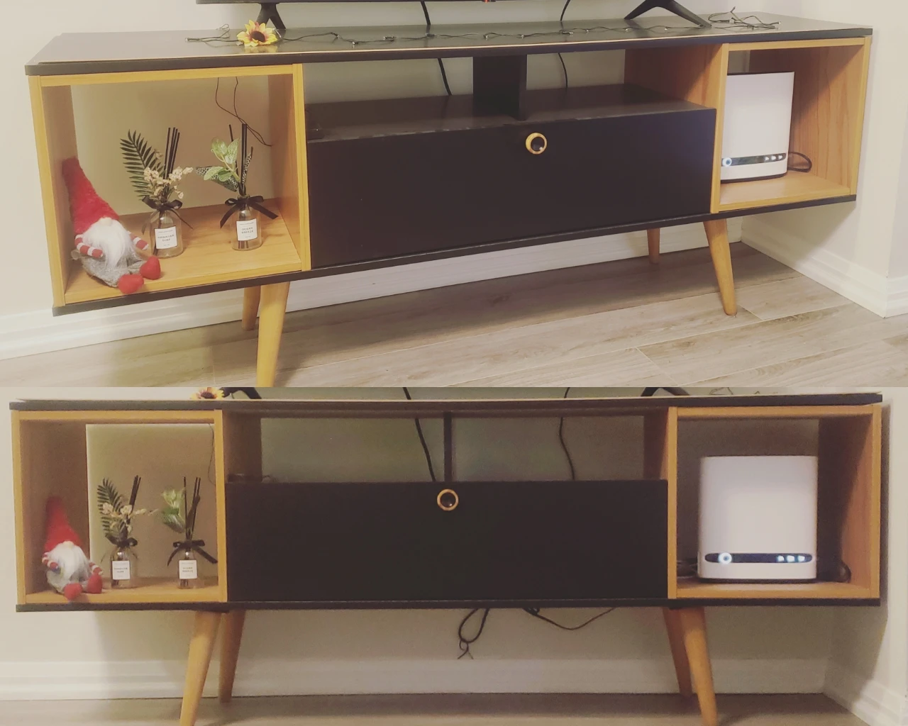[Moving Sale] 60" TV stand/Black & wood color