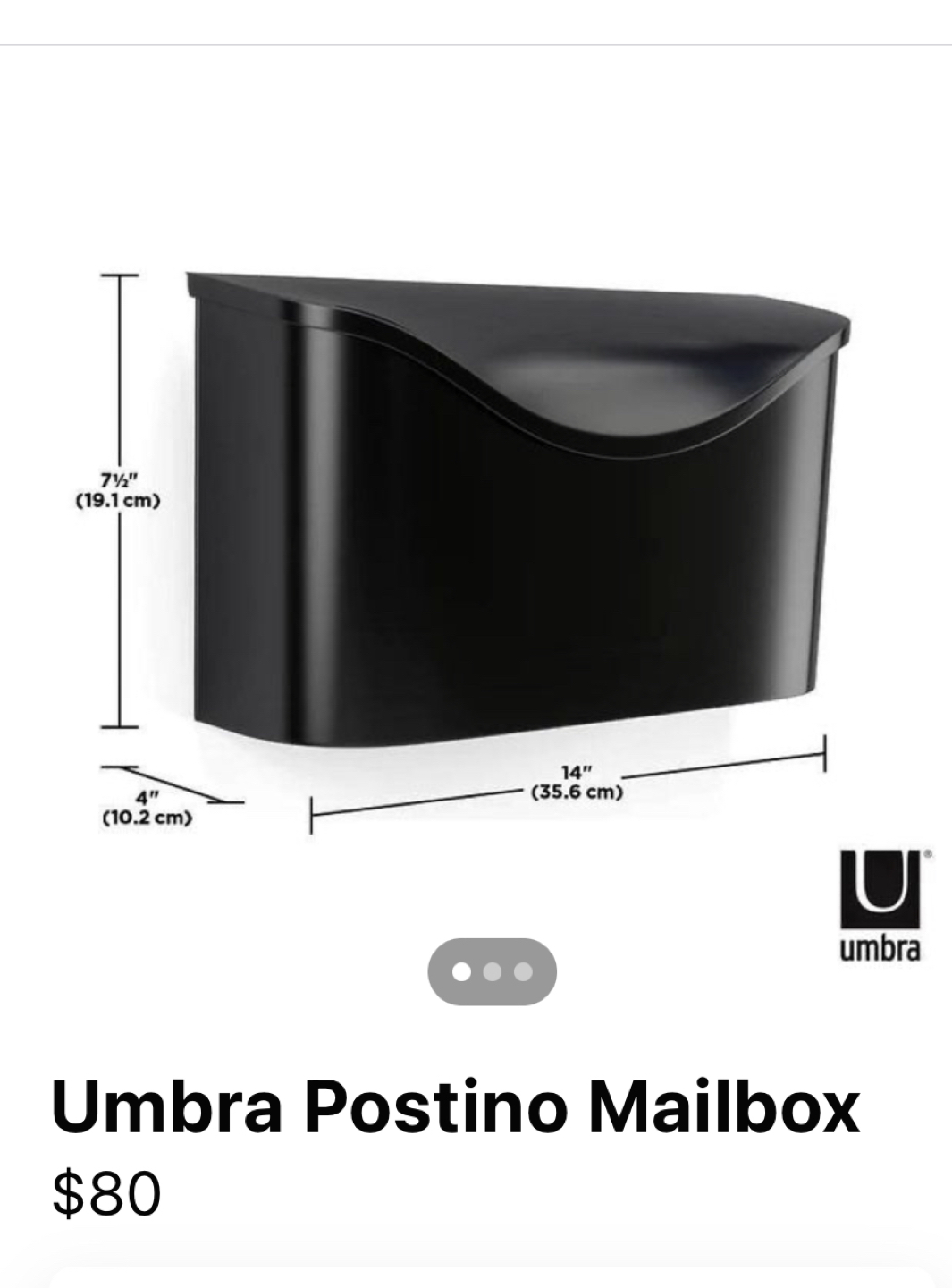 Umbra black outdoor mailbox thumbnail