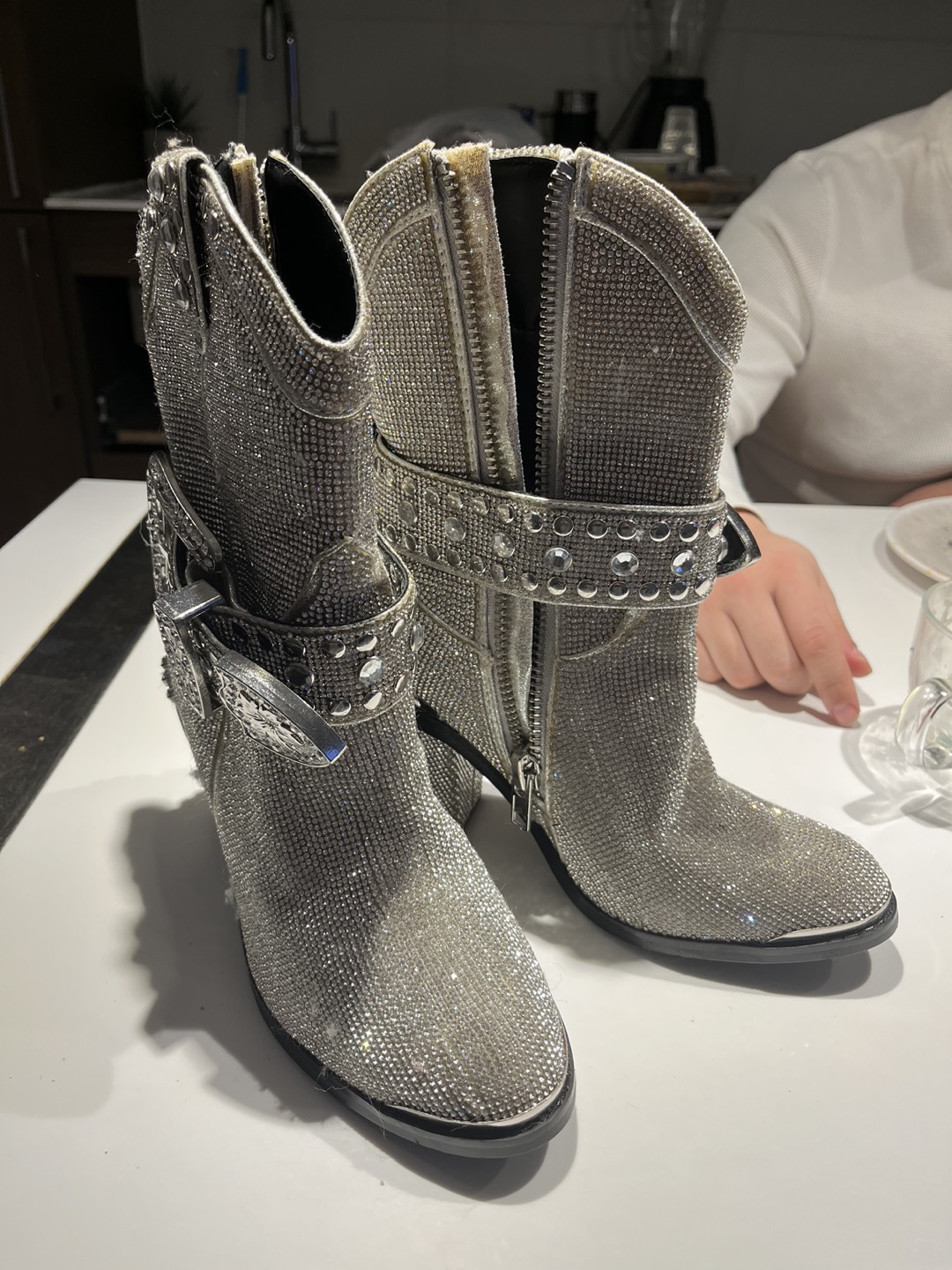 Dolls Kill crystal cowboy boots size 7 image indicator(2)