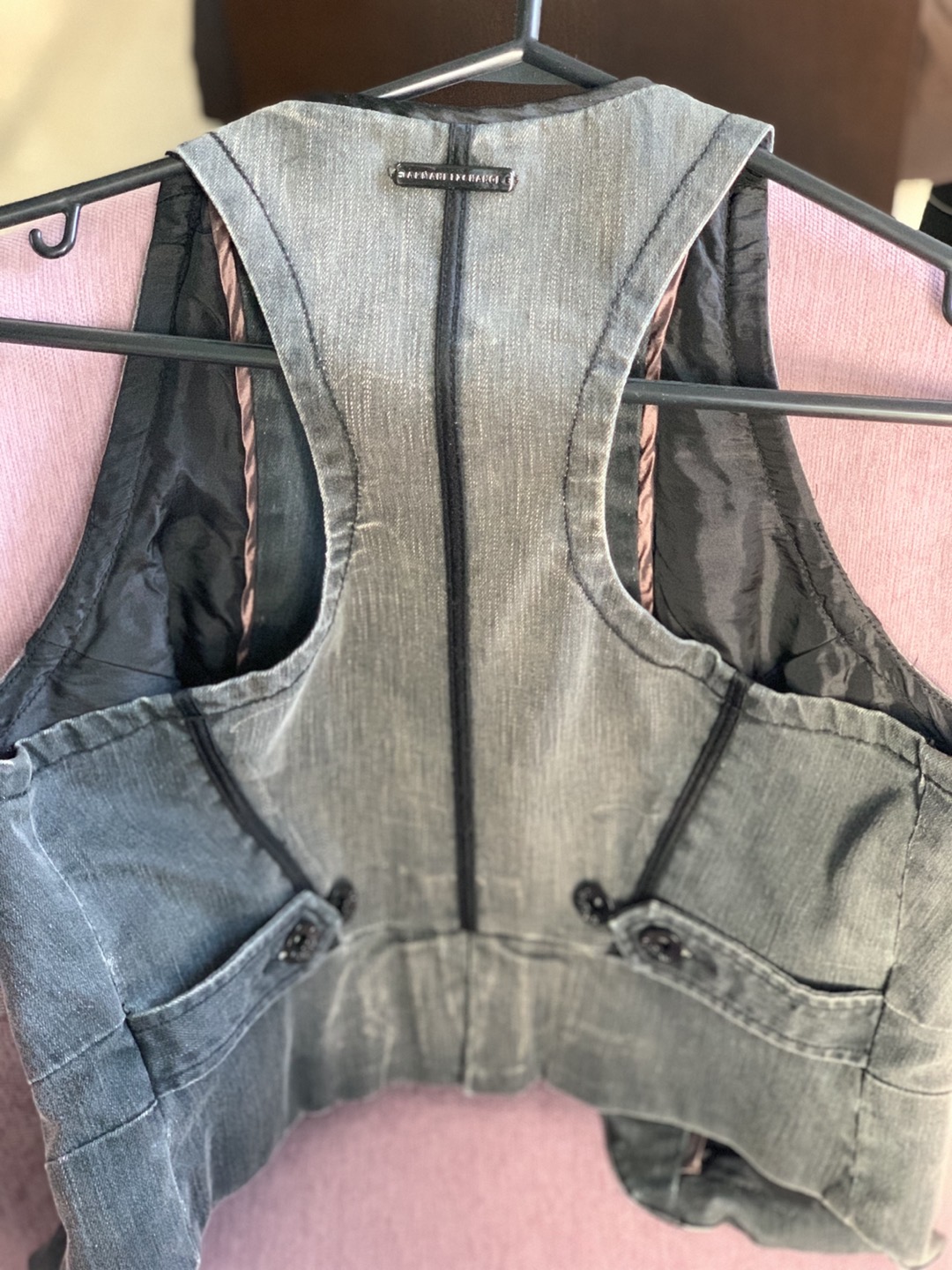 Armani Exchange Black Distressed Denim Vest image indicator(2)