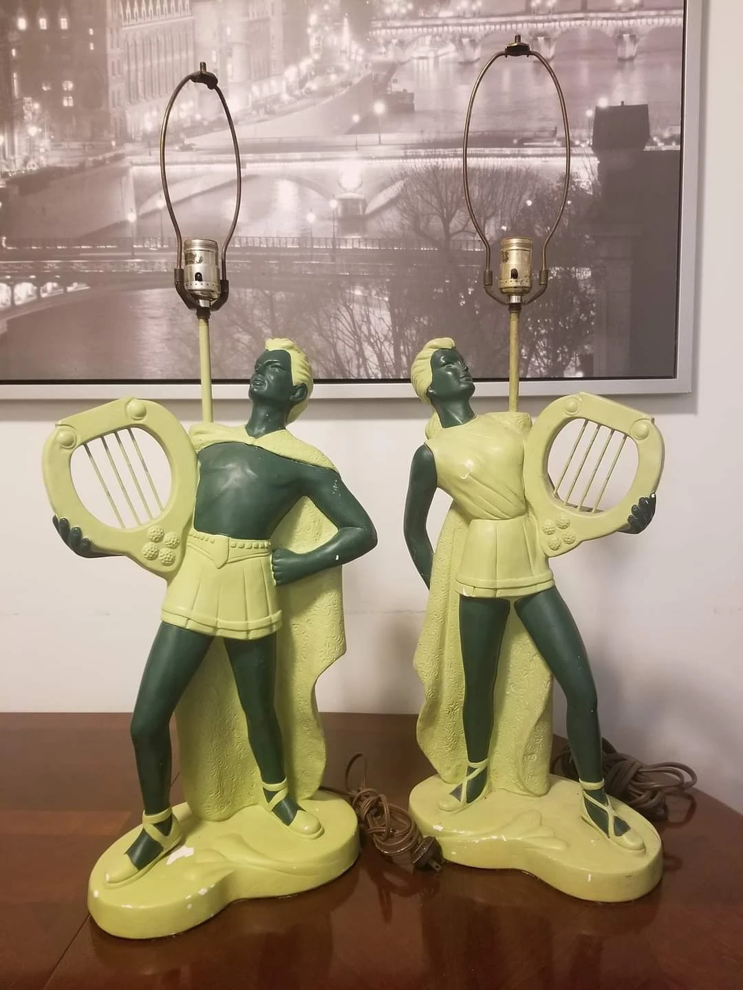 Vintage Art Deco Chalkware lamps