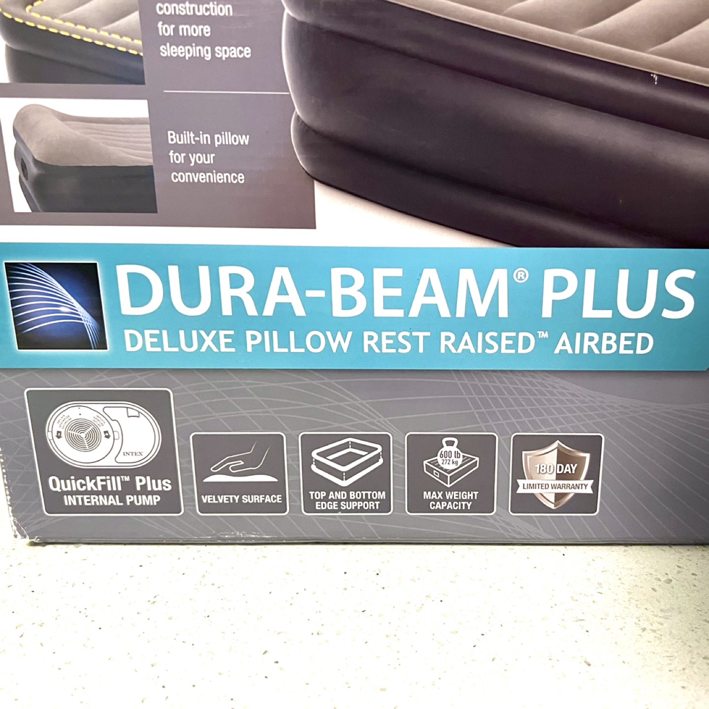 INTEX Dura-Beam Deluxe Pillow Rest Raised Air Mattress Queen Bed - photo 4