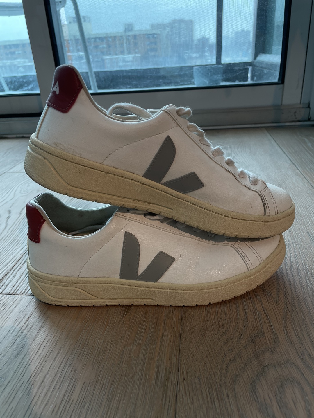 VEJA V-12 White Sneakers, Size 6
