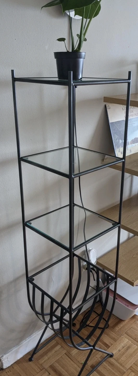 Glass metal shelf