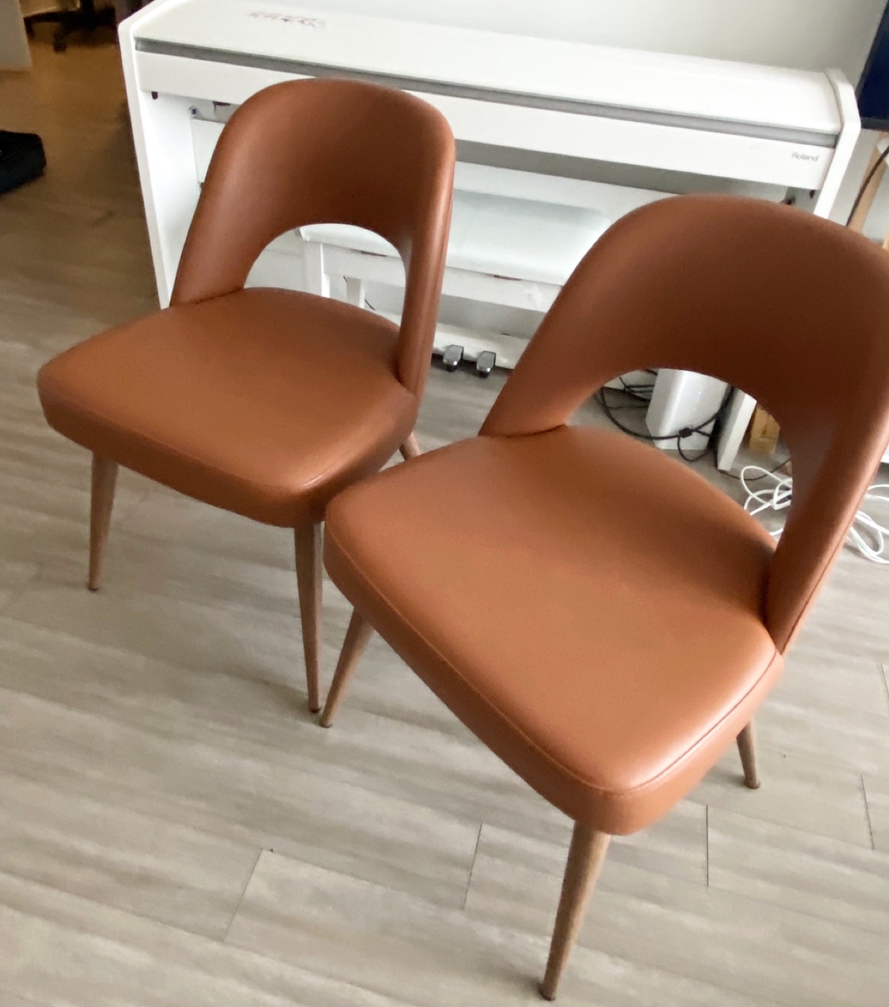 Wayfair Tan PU Leather Upholstered Dining Side Chairs x2 - photo 2
