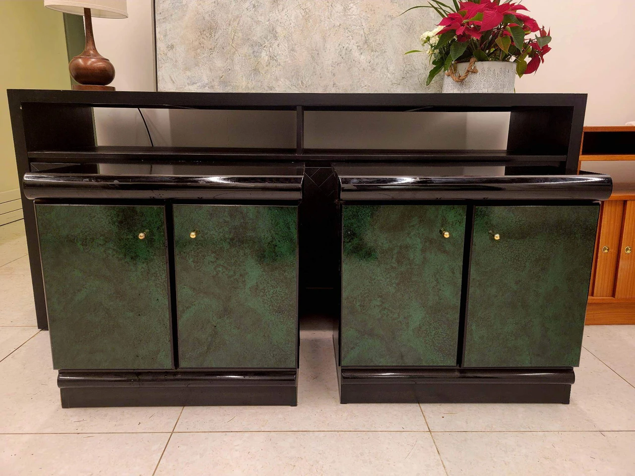 Pair of Black & Green Nightstand/Bedside Tables thumbnail