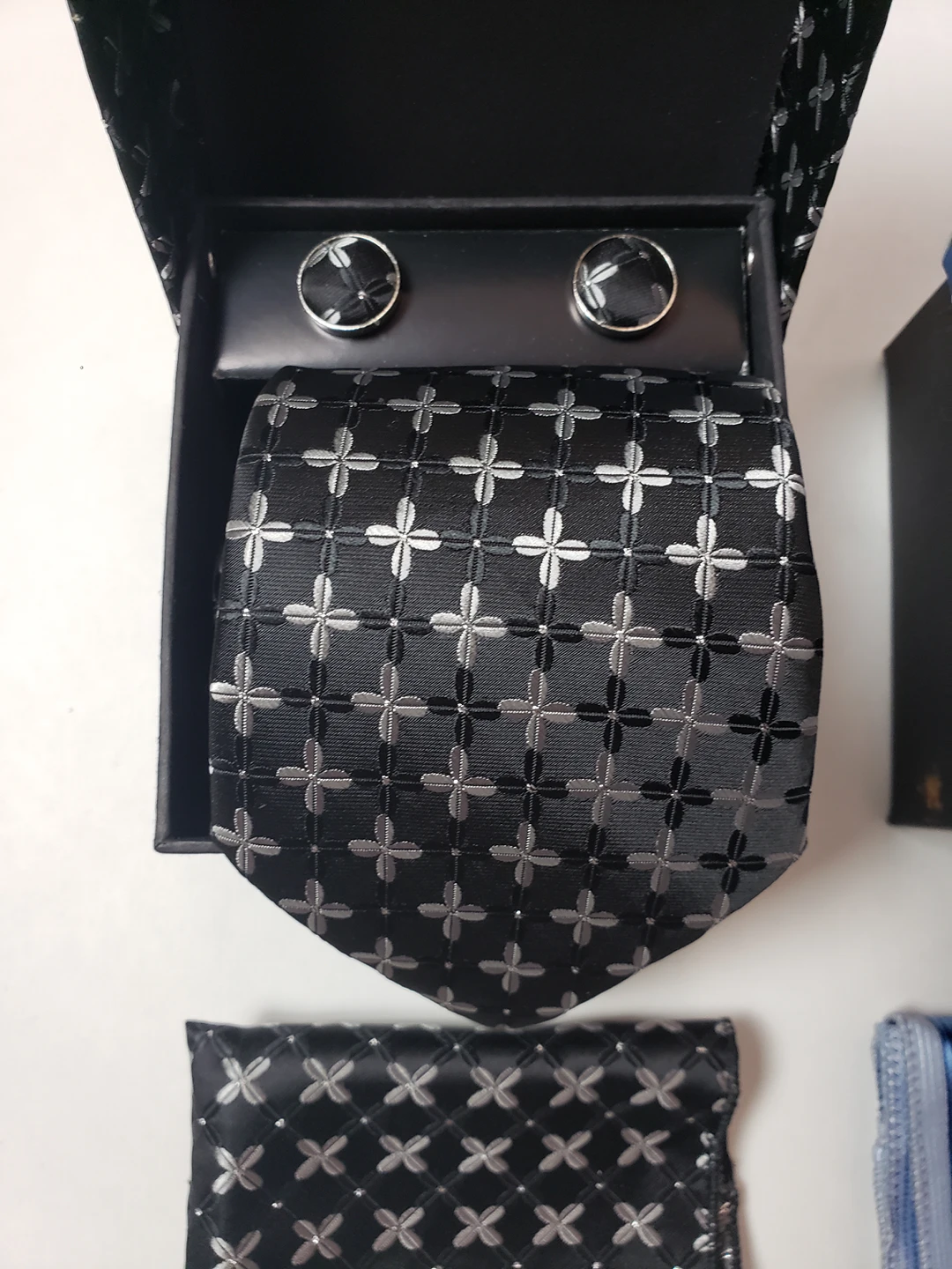 2packs Mens NeckTie Set with Cuffs buttons, Pocket Cuffs - photo 2