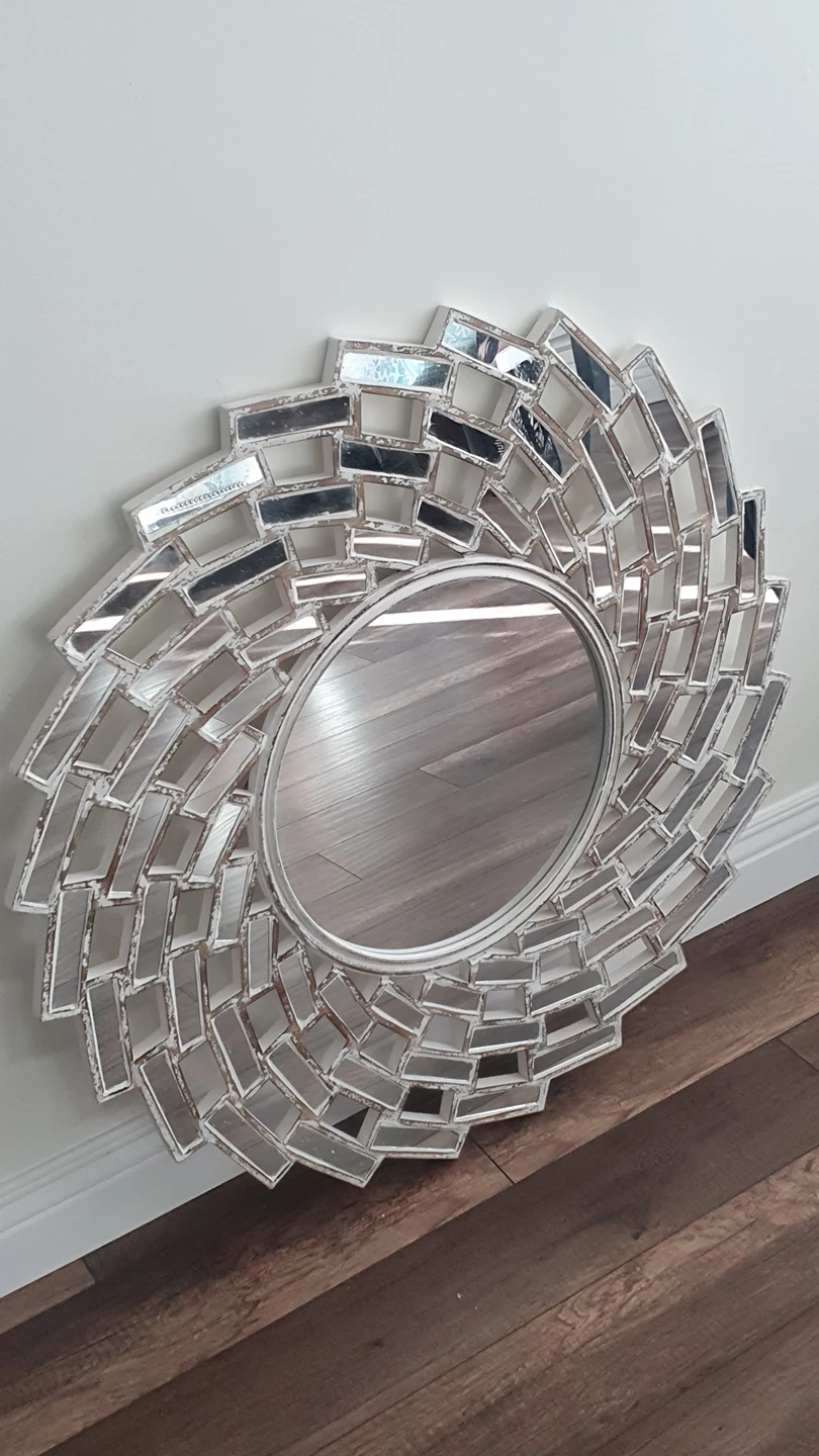 SALE Mirror white and silver wooden frame