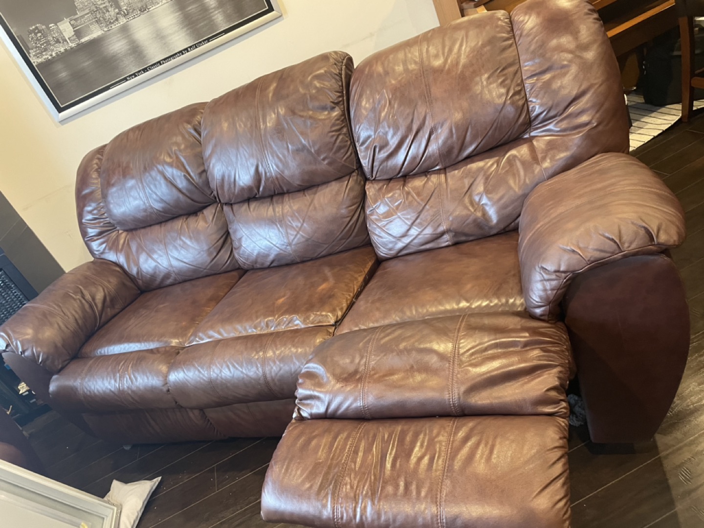 Reclining Genuine Leather Sofa - photo 5