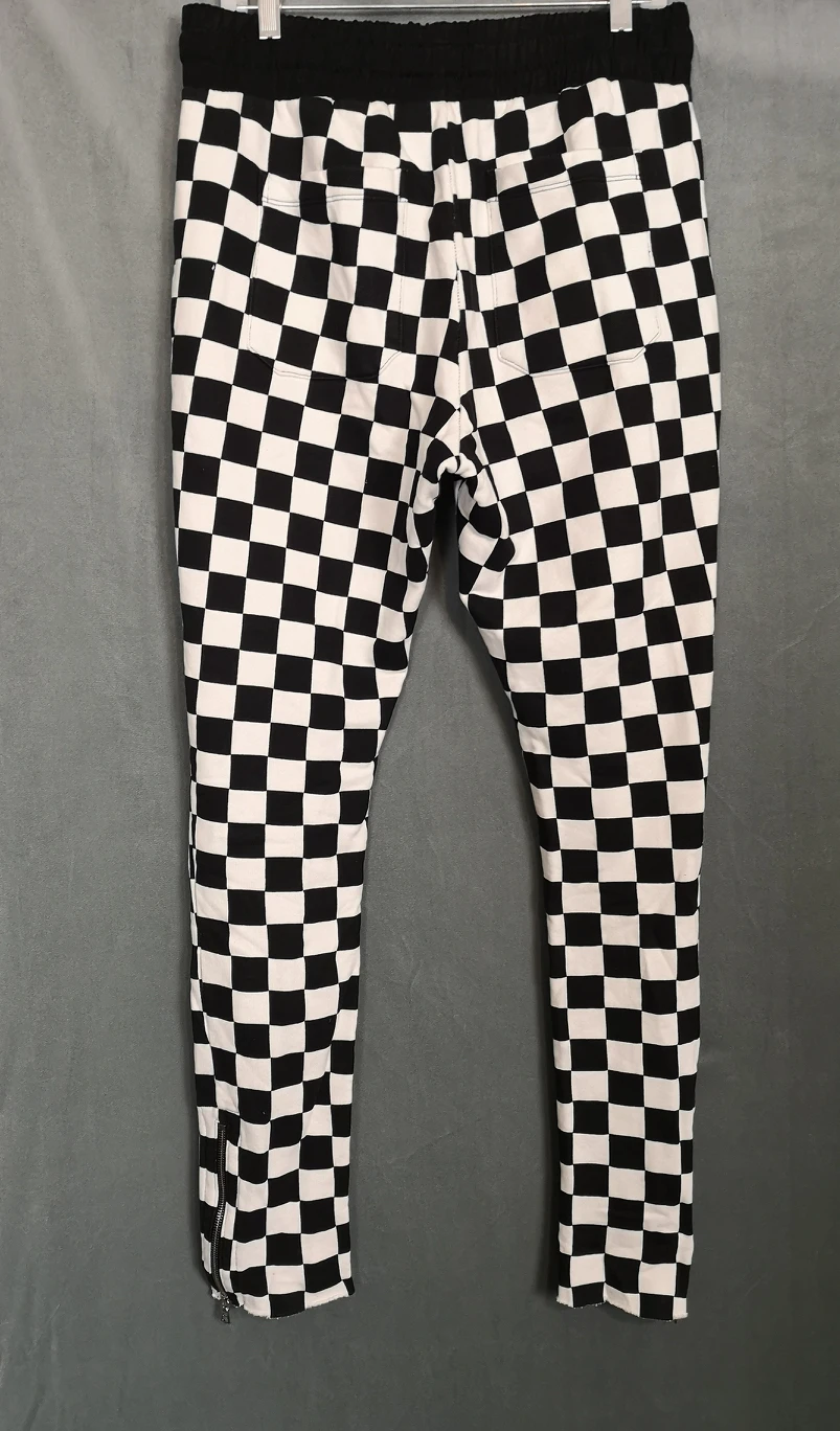 20s Amiri monochrome chessboard pattern cotton knit sweatpants