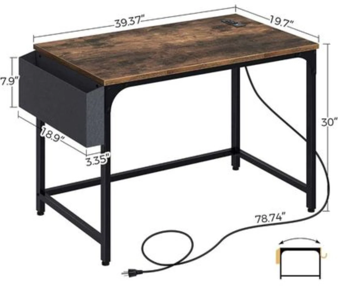 Computer Desk, Home Office Desk with Power Outlet - photo 4