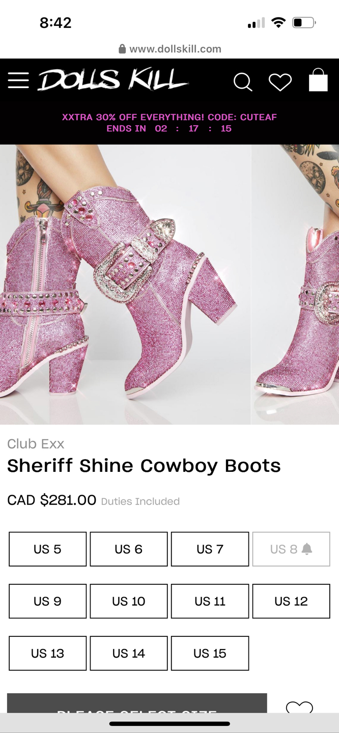 Dolls Kill crystal cowboy boots size 7 image indicator(4)