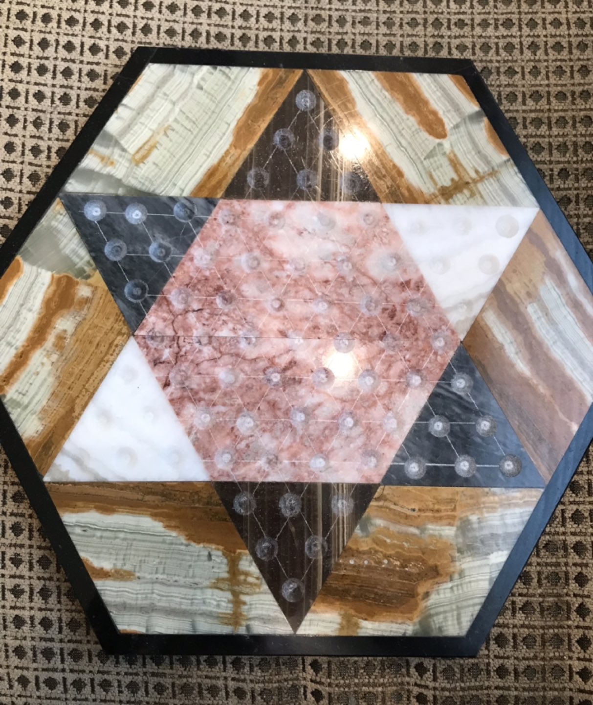 Vintage Quartz Marble Onyx Chinese Checkers Board image indicator(2)