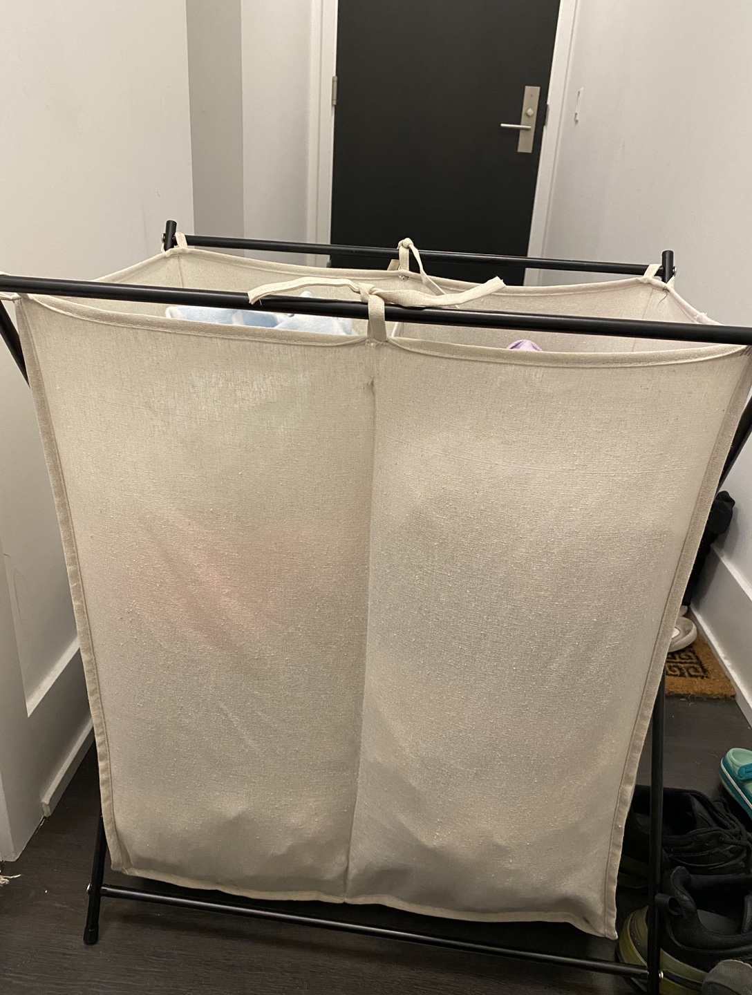 Laundry hamper with two sorting compartments-obo