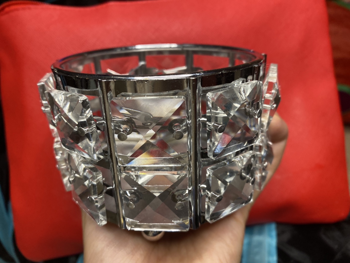 Home decor 3.5 inch x 3.5 inch Elegant Glass-Cut Container thumbnail