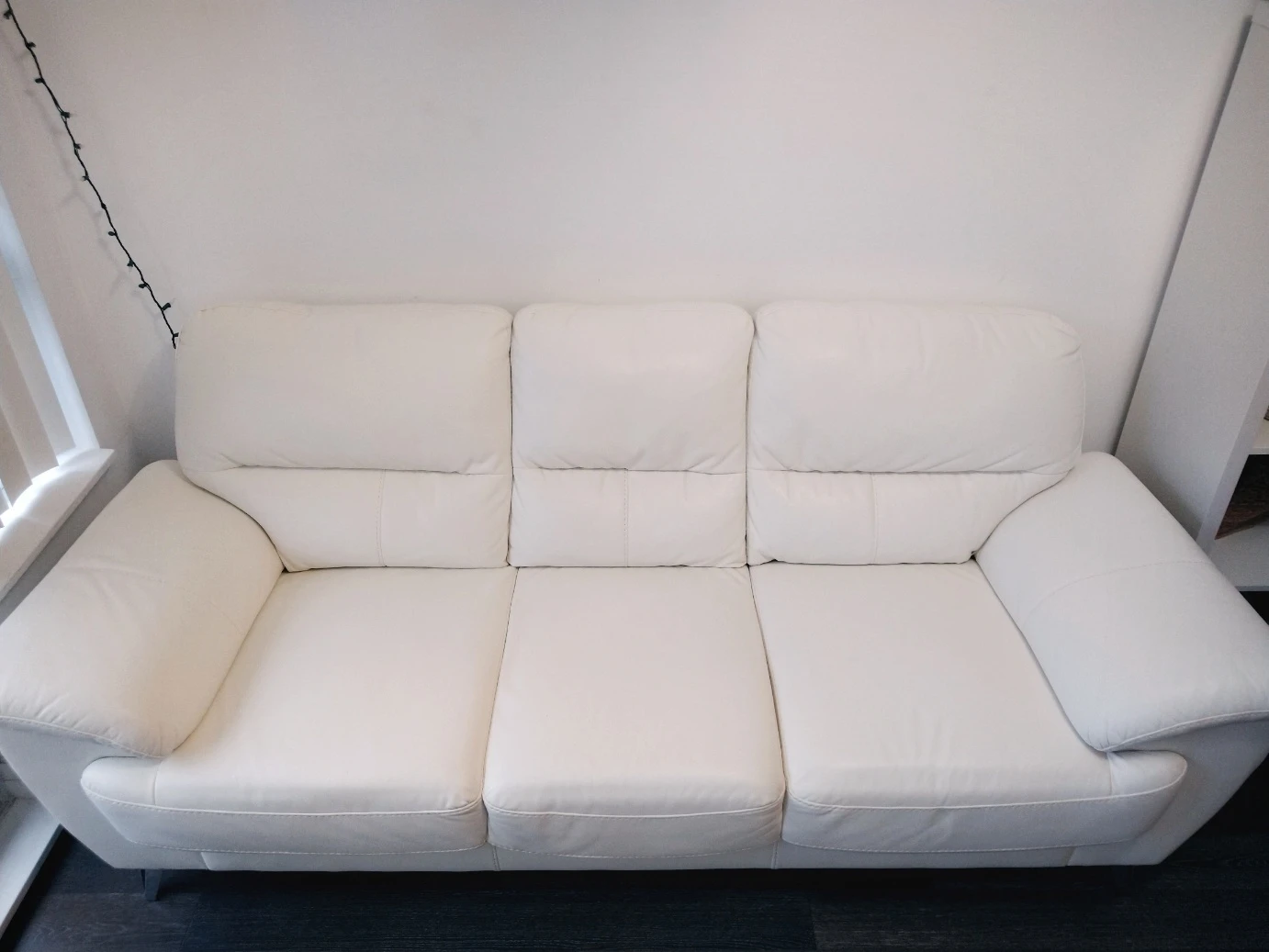 [URGENT] Faux Leather Ivory Colour 3 seater sofa image indicator(3)