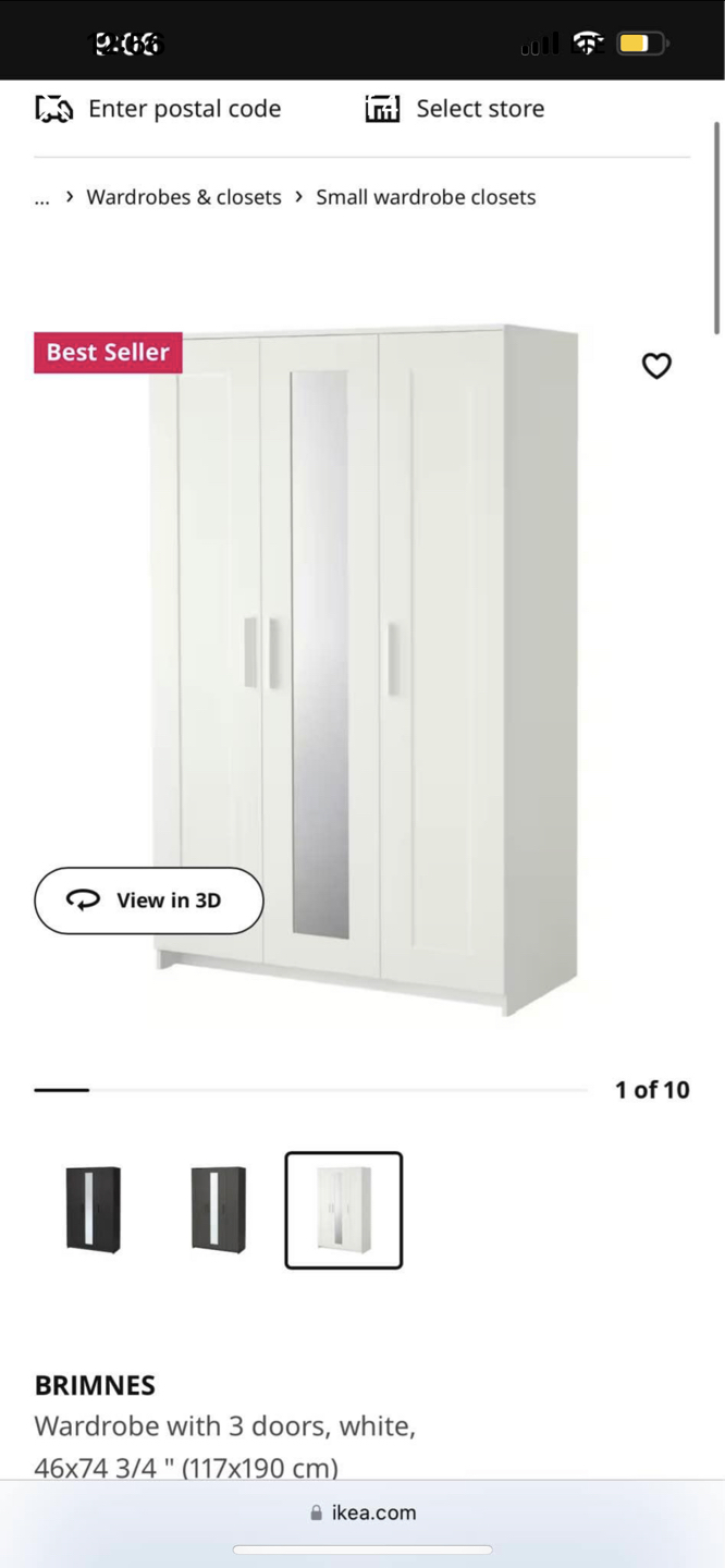 Ikea brimme wardrobe white thumbnail