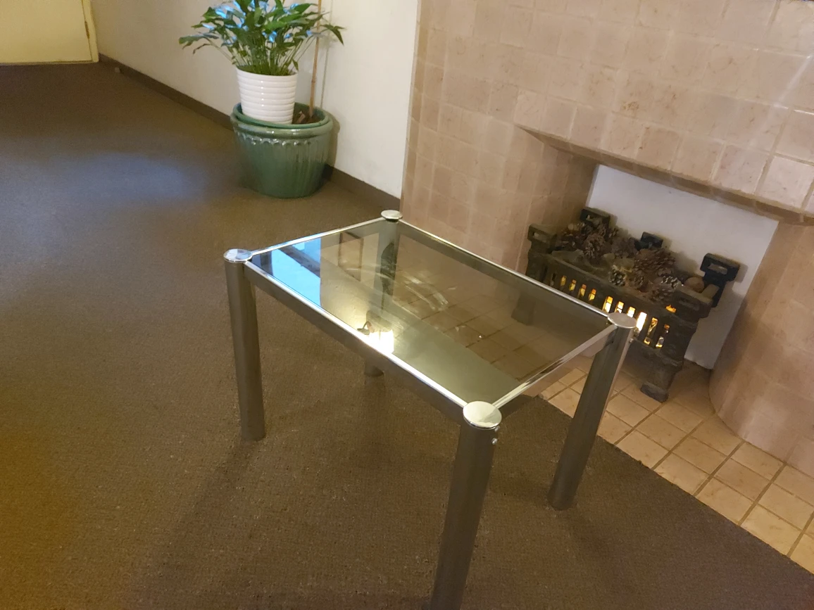 Glass table with metal legs #freecycle thumbnail
