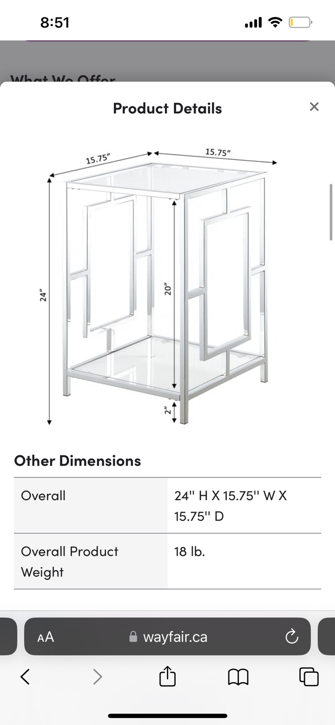 Glass/Chrome side table - photo 3