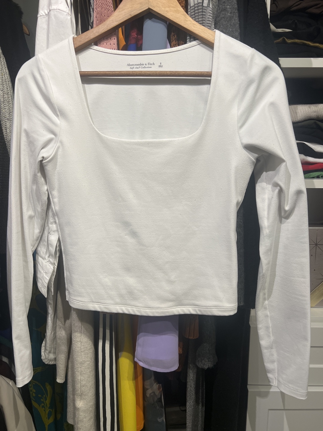 White long sleeve square neck top