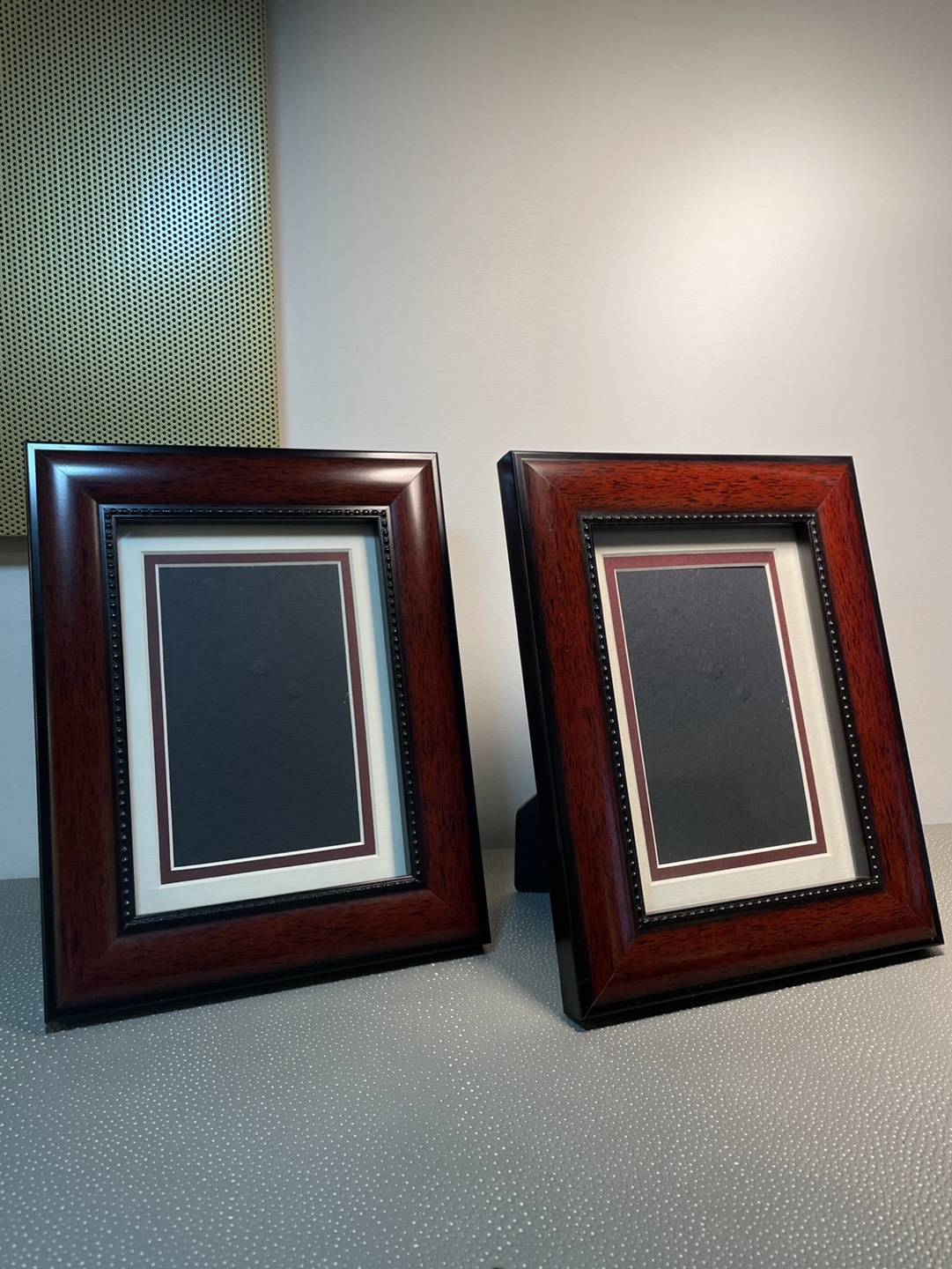 2 brown wooden picture frames thumbnail