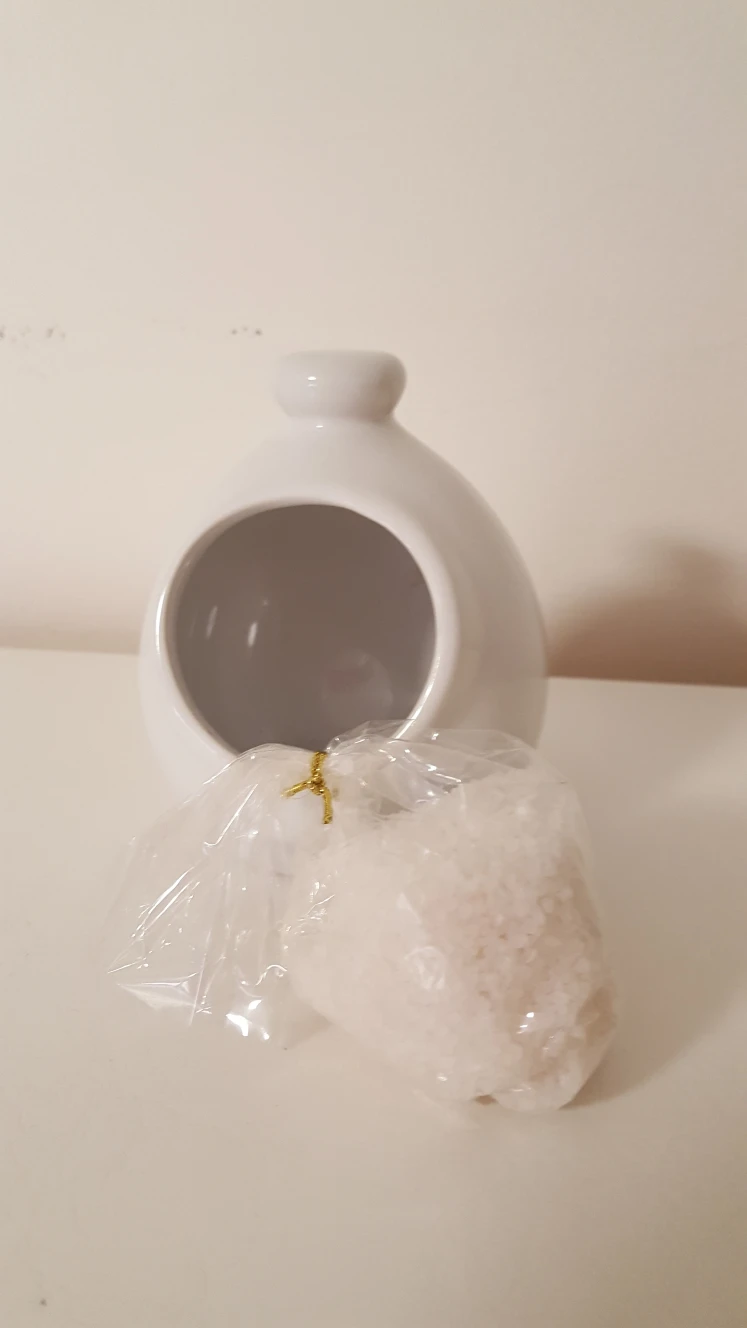 White Ceramic Salt Pig/Cellar/Crock/Holder with Wooden Spoon - photo 3