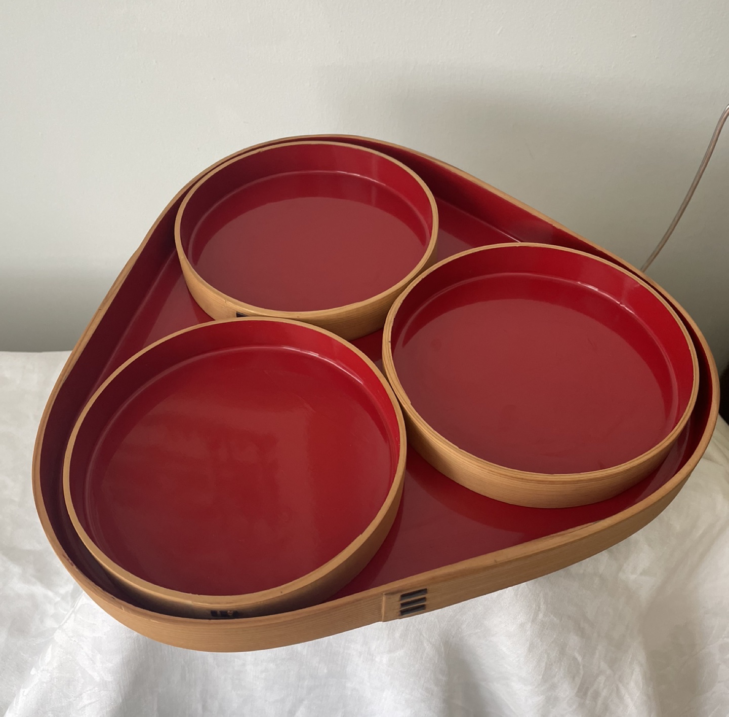 Vintage Japanese lacquer and bamboo tray thumbnail