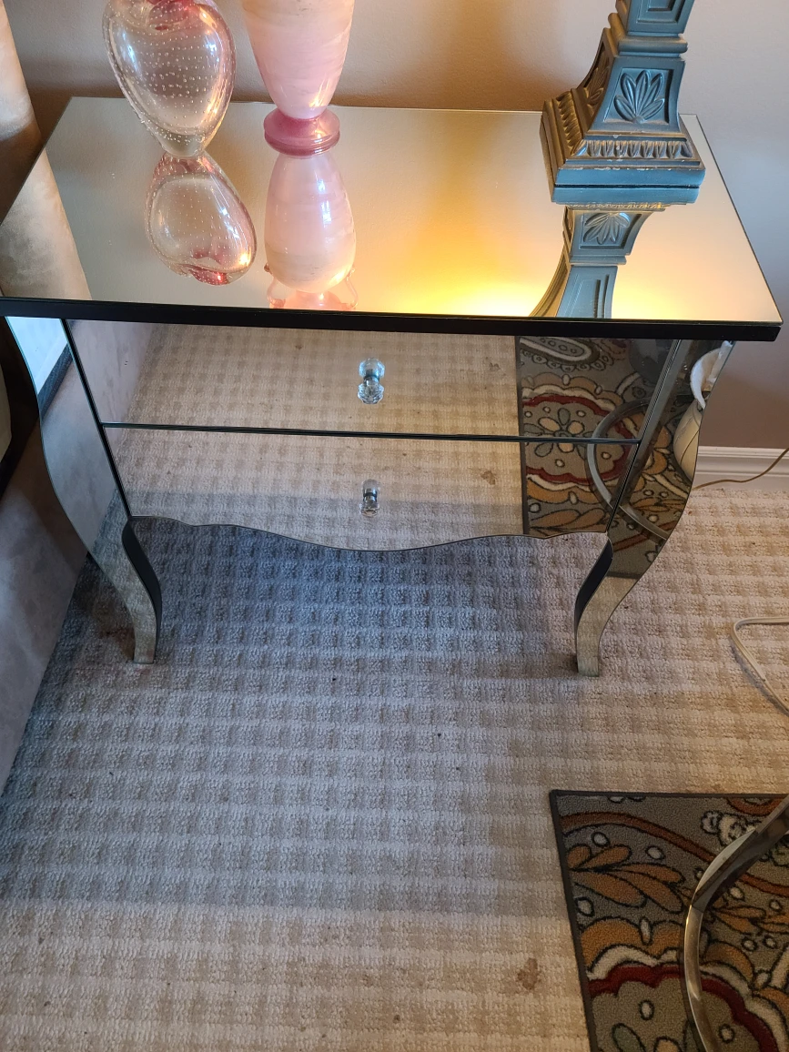 2 Drawer  Glass Dresser