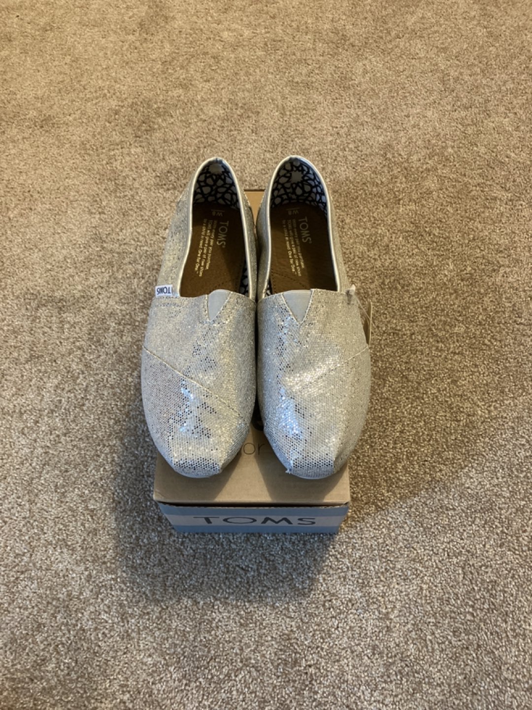 New Toms Shoes Silver Glitter thumbnail
