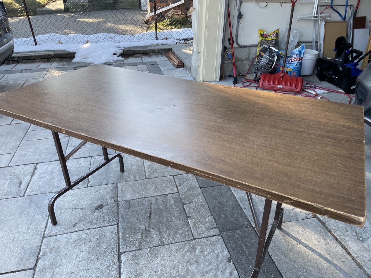 Foldable wood table, good for indoor and outdoor, cheap $69 thumbnail