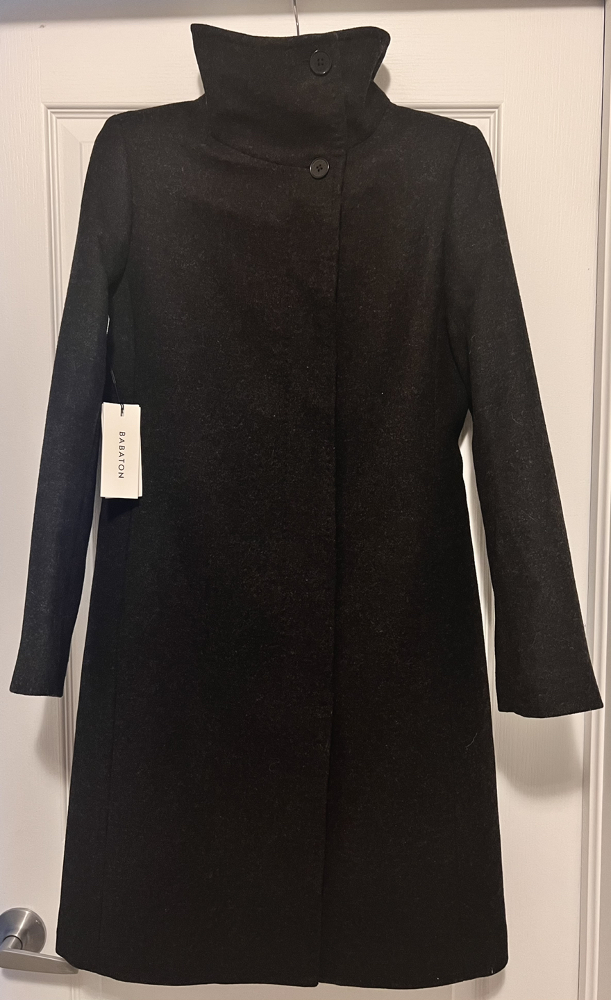 Babaton woman’s heather charcoal Walton wool coat