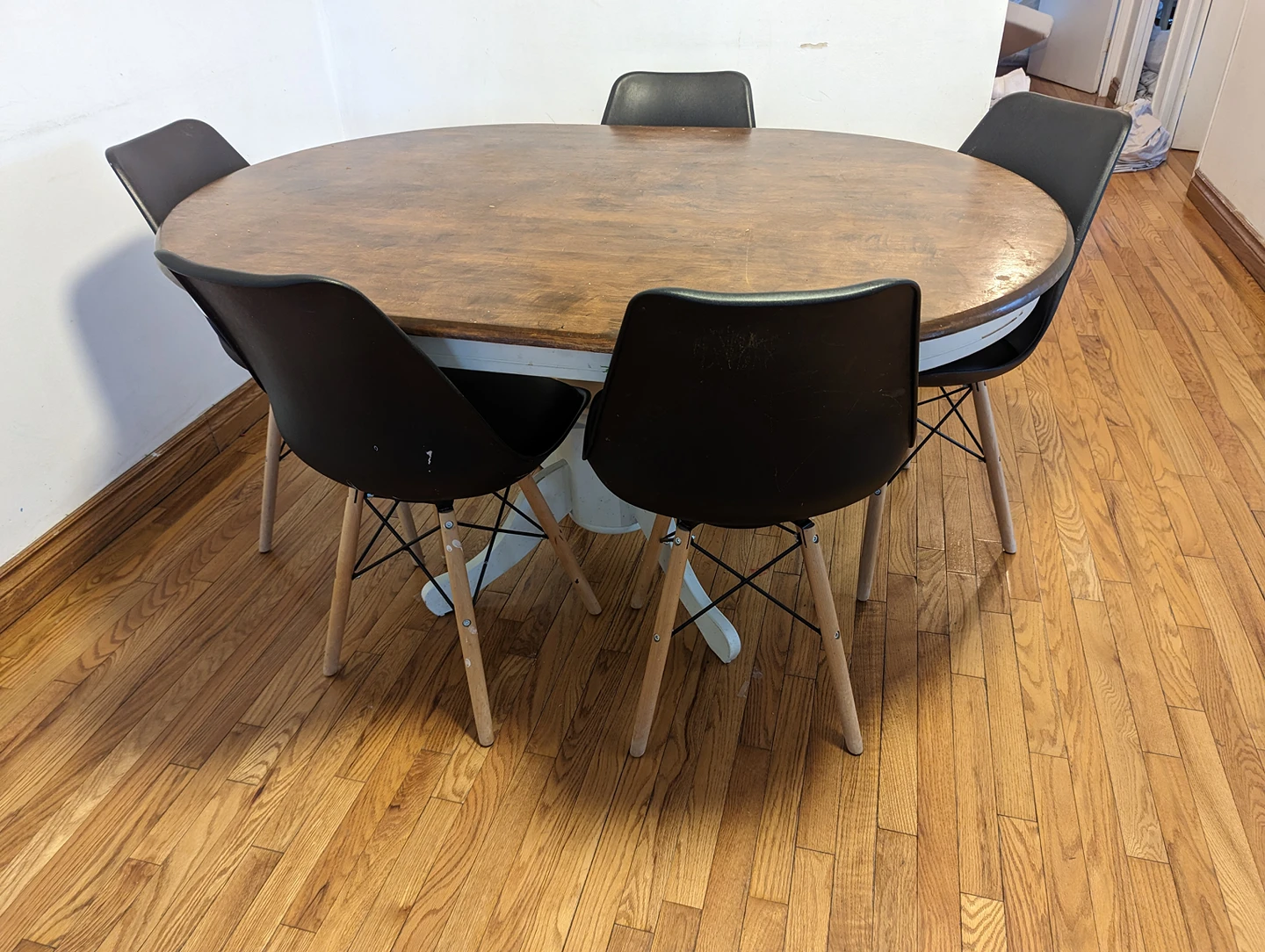farm table design dining with 5 black chairs - photo 3