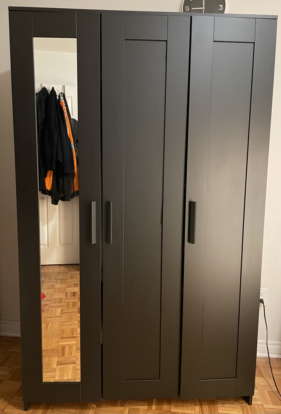 $130 - IKEA Brimnes Black Wardrobe - 3 Doors thumbnail