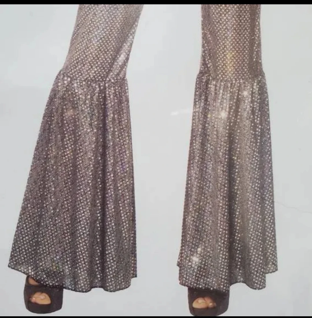 BNIP- 70s disco diva costume with black Afro Perm Wig. image indicator(4)