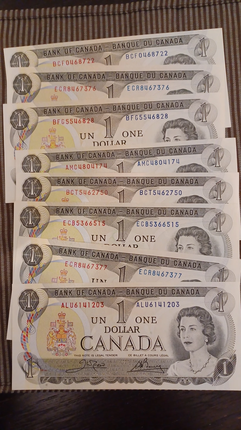 1973 canada one dollar bill uncirculated thumbnail