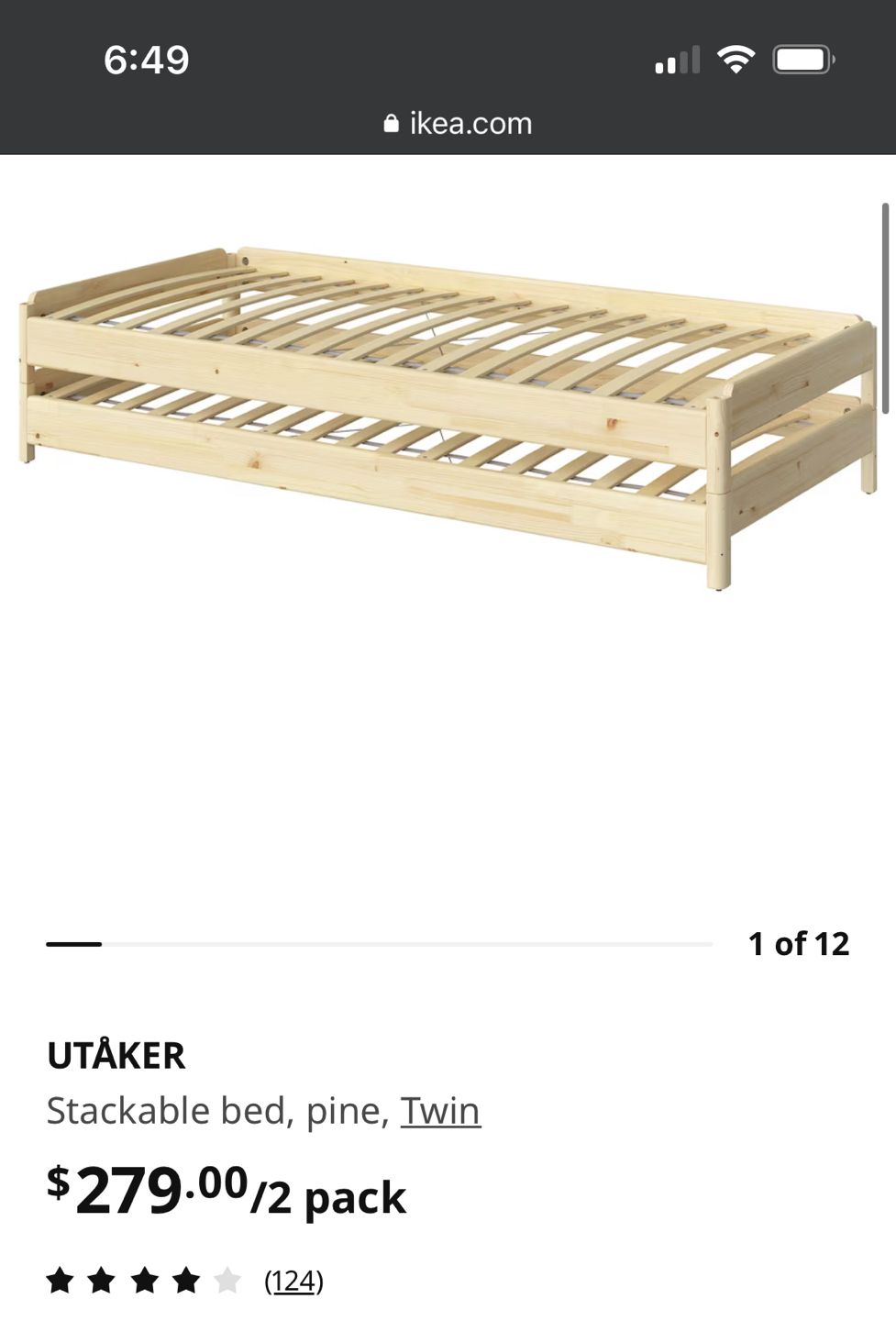 IKEA stackable twin bed UTAKER thumbnail