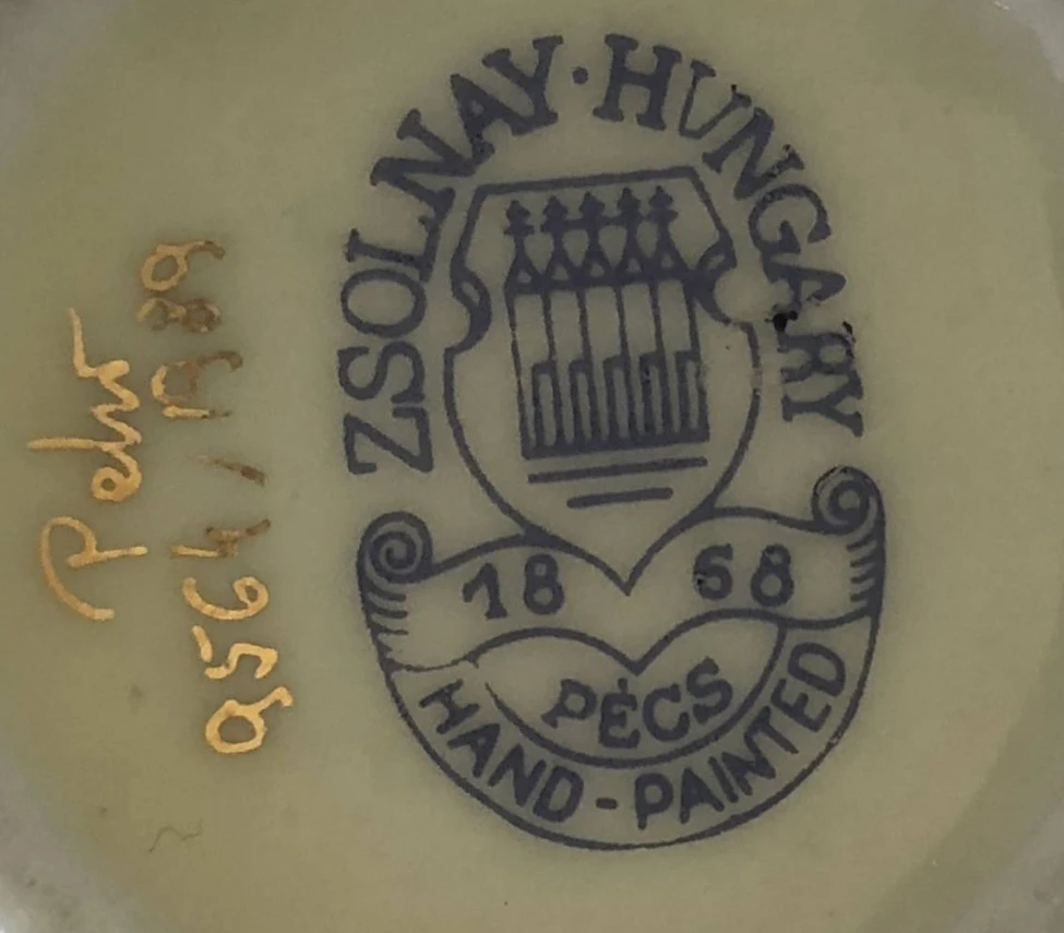 Vintage Signed and Numbered Zsolnay Handpainted Vase image indicator(5)