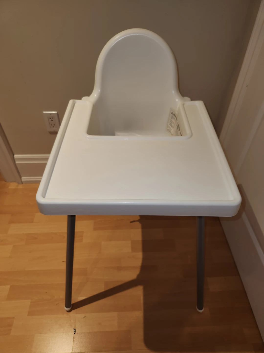 Ikea High chair with tray, white/silver color thumbnail
