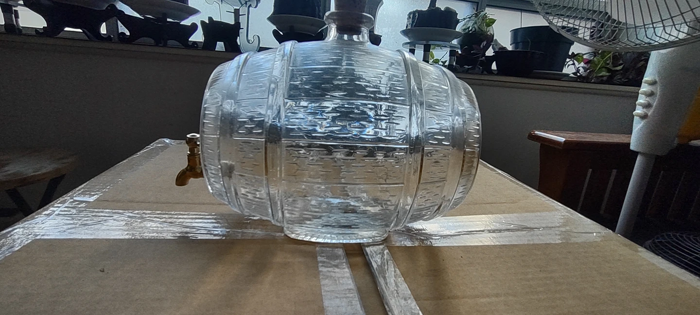 wine bottle, pickle jar