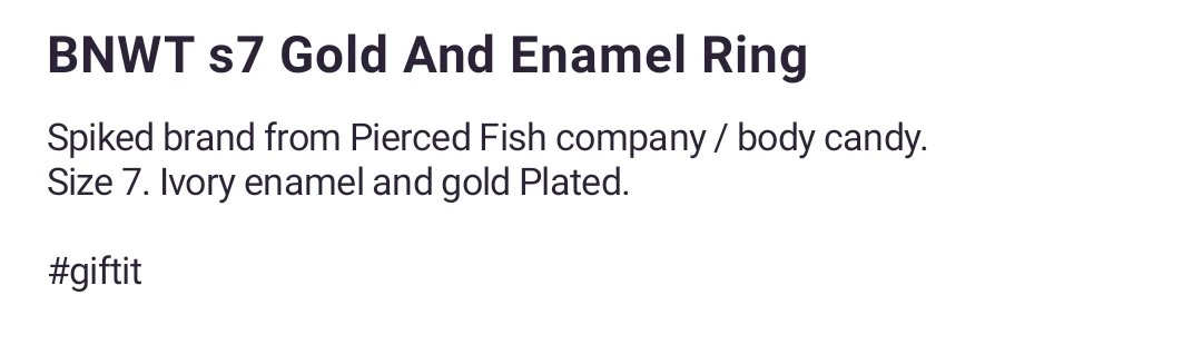 BNWT- Gold Plated and Ivory Enamel s7 ring image indicator(4)