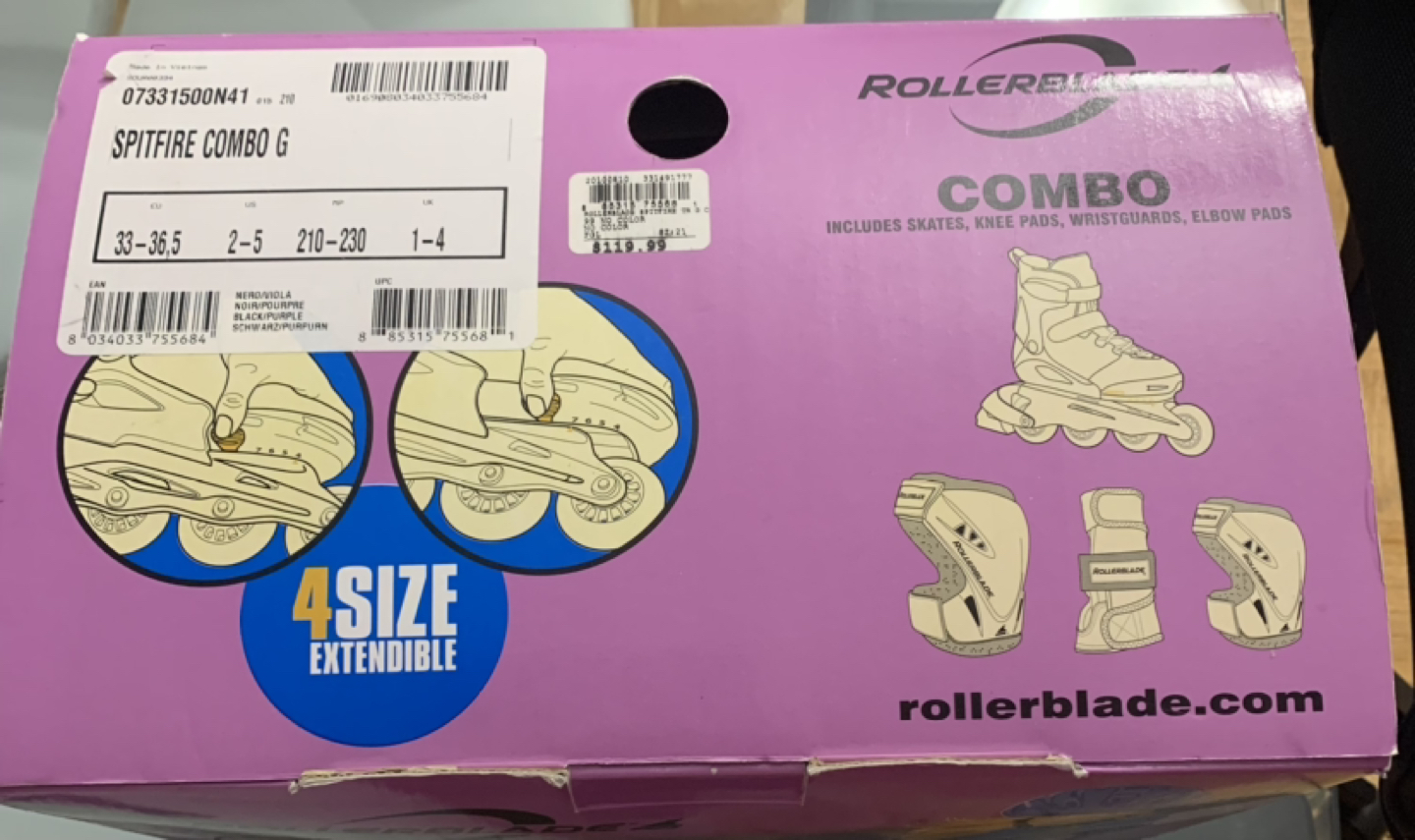 Rollerblade set (skates, knee pads, wrist guards, elbow pads) - photo 3