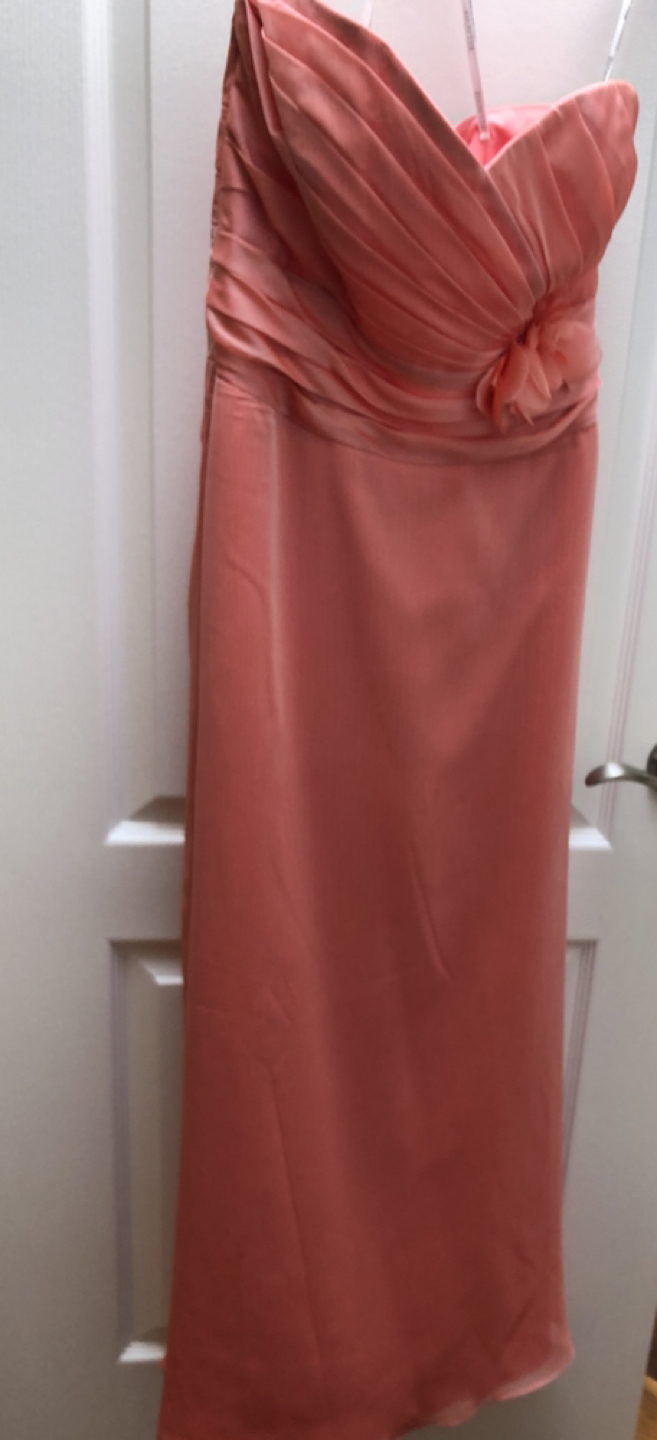 Coral full length strapless dress fits size 4 image indicator(2)