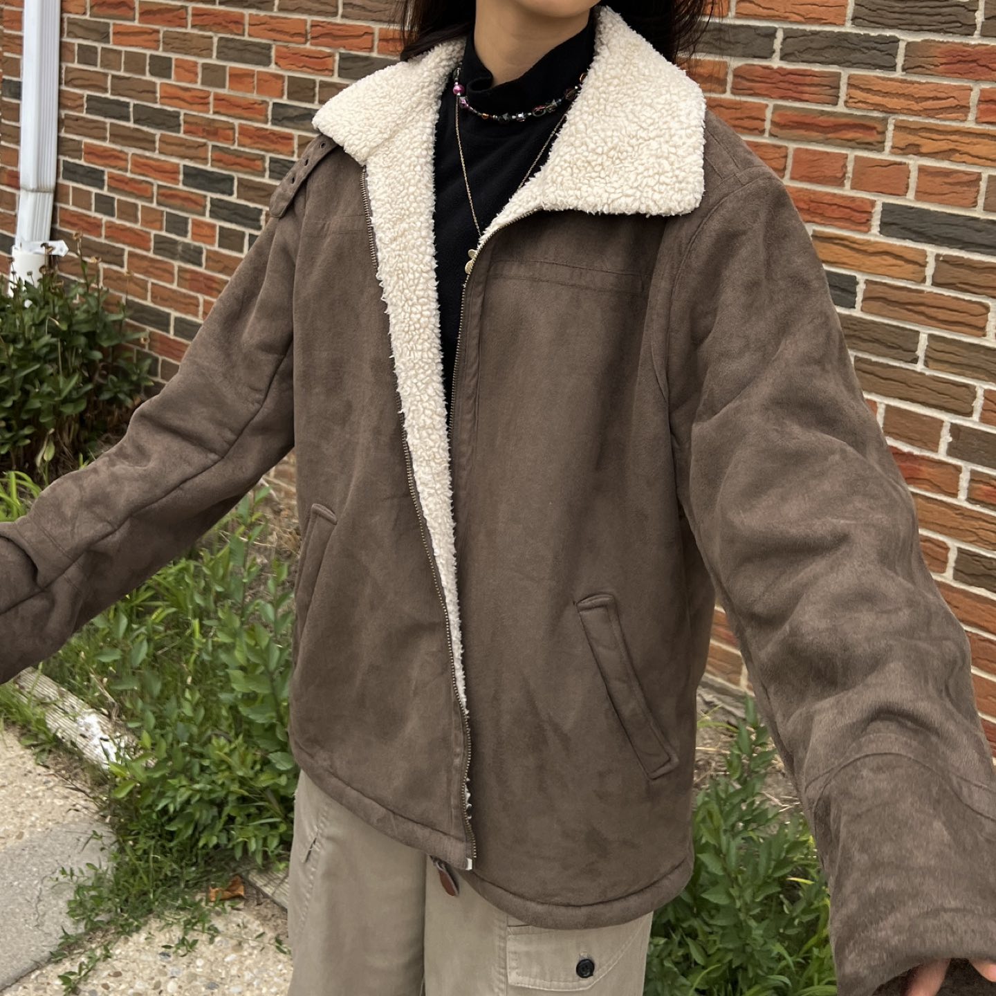 Suede-like Jacket with Fleece Lining image indicator(3)